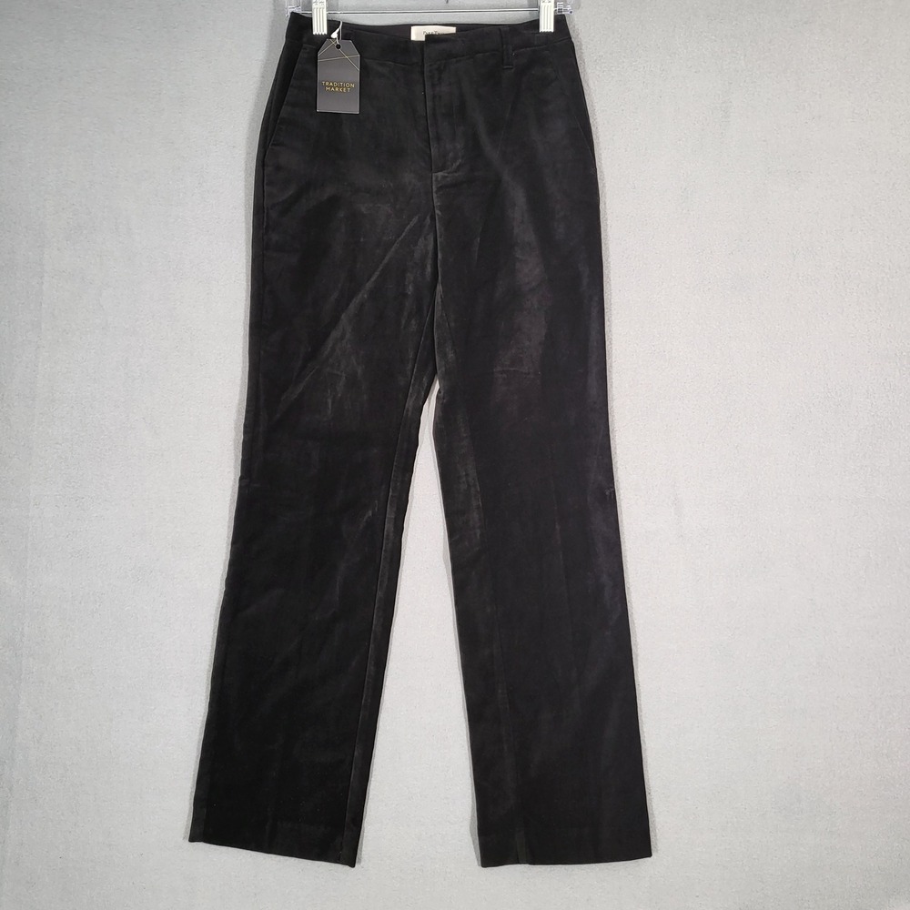 Part Two Tradition Market Velvet Pants Women's 32 Black Straight Leg‎ New